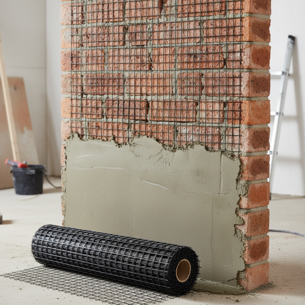 Rete in fibra di vetro 40x40 mm rinforzo massetti e intonaci 2 rotoli 1x50 m