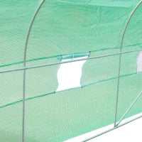 Serra per Orto a Tunnel 4.5x3x2m con Tetto Spiovente in PE e Tubi d'Acciaio Verde Scuro