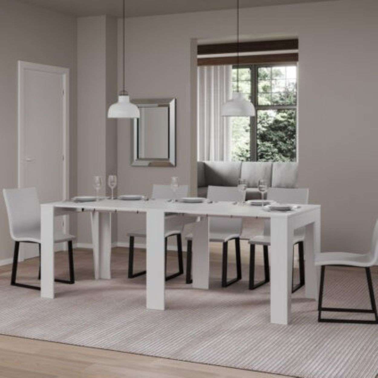 shopinnovativo- Consolle allungabile 90×25/211 cm Anea Bianco Frassino