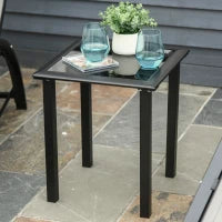 Set di 2 Lettini da Sole con Tavolino in Vetro Temperato, Design Contemporaneo, Metallo Epossidico Textilene, Grigio