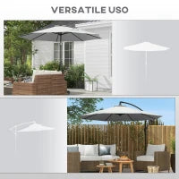 Telo per Ombrellone da Ø295 cm in Poliestere Bianco Resistente all'Acqua con Presa d'Aria Superiore