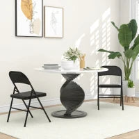 Set di 2 Sedie Pieghevoli Portabili con Telaio in Acciaio, Rivestimento Sintentico, 45L x 46P x 78H cm, Nero