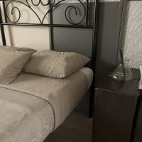 Struttura Letto Singolo in Acciaio con Doghe Integrate, Testiera e Pediera, 90x200cm