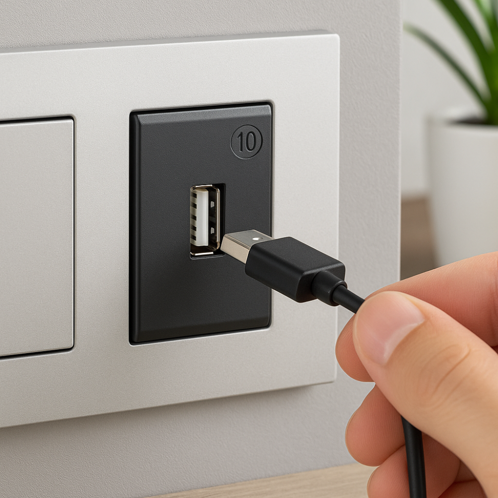 Bticino living now k4285c1 caricatore usb tipo a 5v 1100ma da 1 modulo