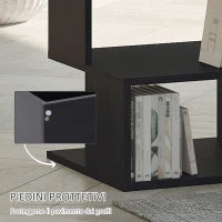 Tavolino da Caffè di Design, Tavolino da Salotto Bianco, 2 Ripiani Aperti, Design Moderno, Tavolino da Salotto e Soggiorno, Legno, 40x40x43cm, Nero