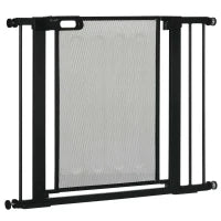 Cancellino per Cani Estensibile a Pressione con Chiusura Automatica, in Acciaio e ABS, 75-103x76 cm, Nero