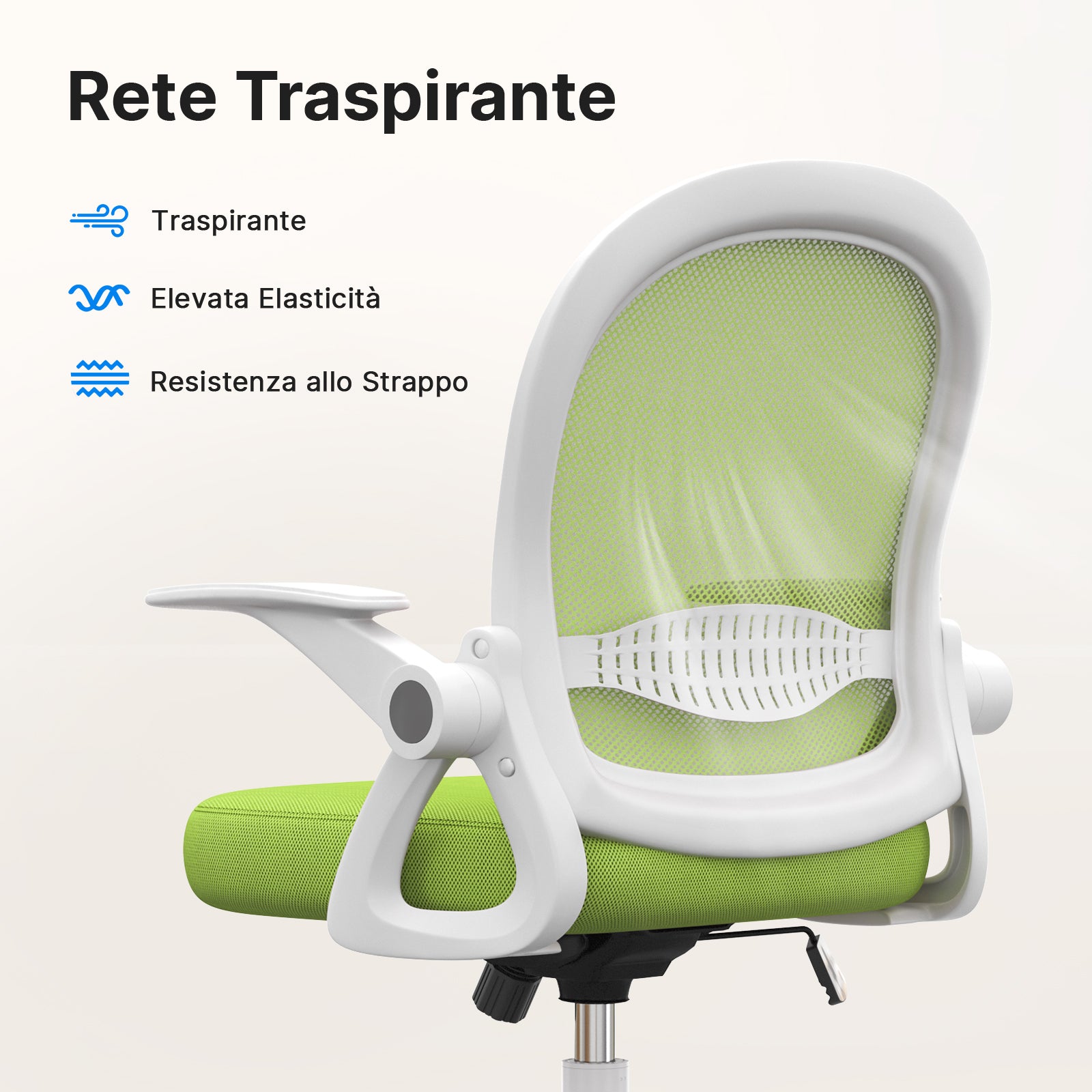 Sedia gaming bambino - RATTANTREE - Sedia ufficio piccola - Rete traspirante, braccioli regolabili - Verde