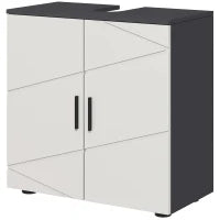 kleankin Mobile Sottolavabo Bagno in Legno con Armadietto 2 Ante, 60x30x60cm, Grigio