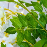 Pianta Artificiale Glicine Bianco Finto con Vaso per Interni ed Esterni, Bianco e Verde Ø18 x 165cm