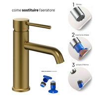 Miscelatori bagno lavabo e bidet serie jazz con leva in metallo e piletta facile installazione *** finitura- oro matt...