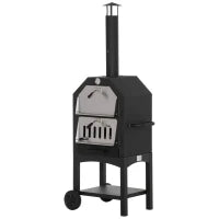 Forno per Pizza Barbecue a Carbonella, BBQ da Esterni/Giardino in Acciaio Inox con Termometro, 64x54x160cm