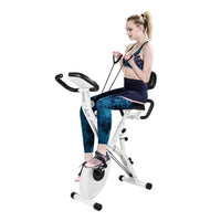 Cyclette 3 in 1 Eretta e Inclinata - RATTANTREE - 8 Livelli Di Resistenza Regolabili - Cyclette Pieghevole - Bianco