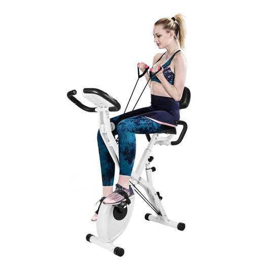 Cyclette 3 in 1 Eretta e Inclinata - RATTANTREE - 8 Livelli Di Resistenza Regolabili - Cyclette Pieghevole - Bianco