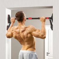 Barra per trazioni regolabile da 79 a 98 cm, barra da porta con livello integrato, struttura triangolare, fino a 225 kg, nero