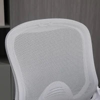 Sedia da Ufficio Pieghevole e Girevole 360° con Seduta Alta Regolabile, Poggiapiedi, Tessuto Traspirante, 64L x 60l x 106-126H cm, Grigio e Bianco