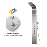 Colonna doccia termostatica siria 4 funzioni getto a cascata bocchette lombari *** finitura- spazzolato, confezione 1