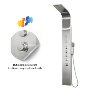 Colonna doccia termostatica siria 4 funzioni getto a cascata bocchette lombari *** finitura- spazzolato, confezione 1