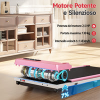 Tapis Roulant per casa e ufficio - RATTANTREE - Display a LED - 8km/h - Capacity 130 kg - Rosa