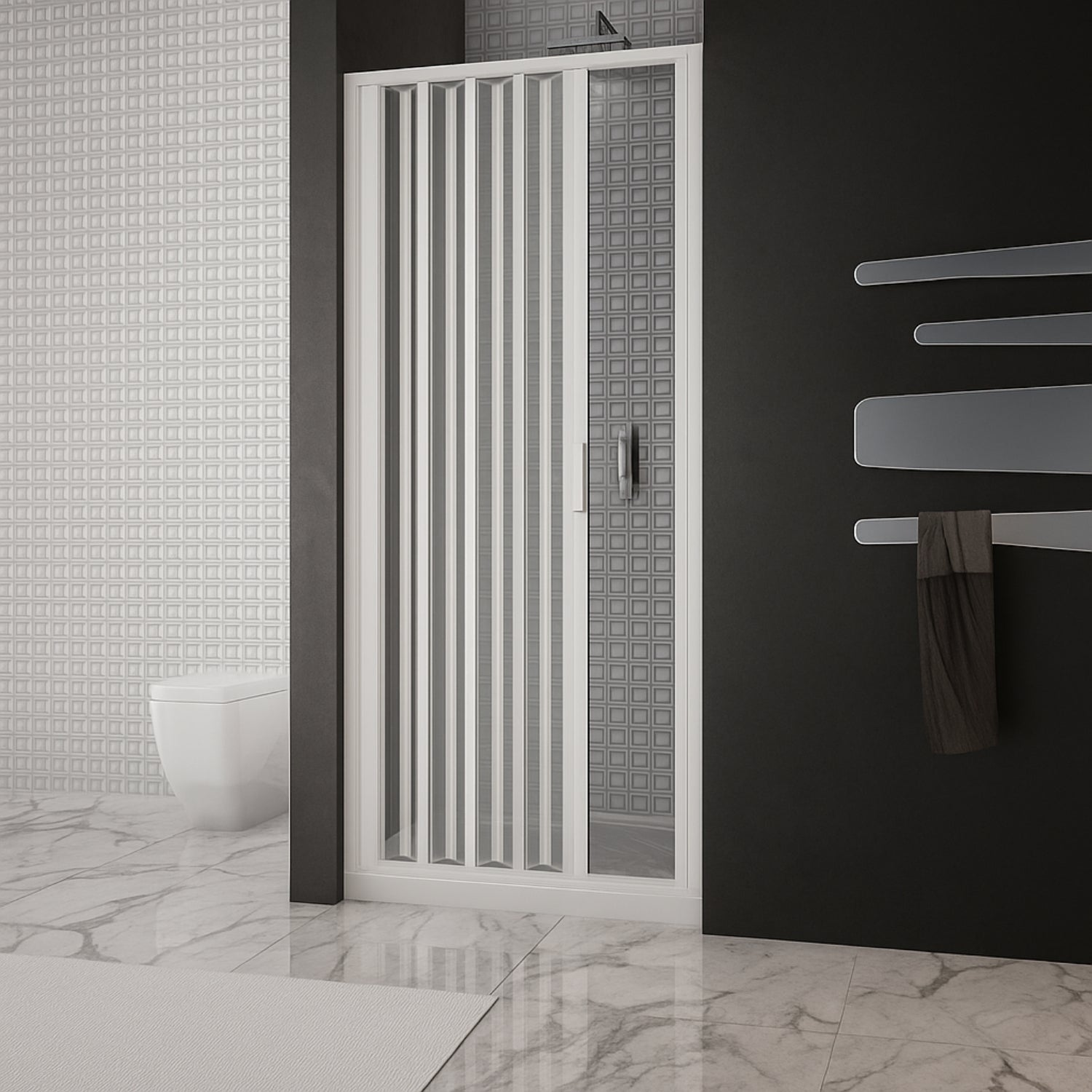 Parete doccia soffietto bianca maniglia katia-al reversibile altezza cm 185 pvc *** misure 90 cm, confezione 1