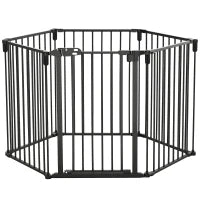 Cancelletto di Sicurezza Pieghevole 6 Sezioni, Cancellino Barriera per Cani in Acciaio, Sistema di Blocco e Chiusura Automatica, Nero