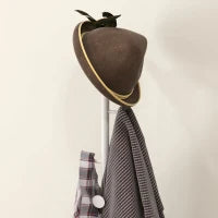 Appendiabiti da Terra Autoportante con 6 Ganci a Disco in Acciaio e Base in Ardesia, Bianco