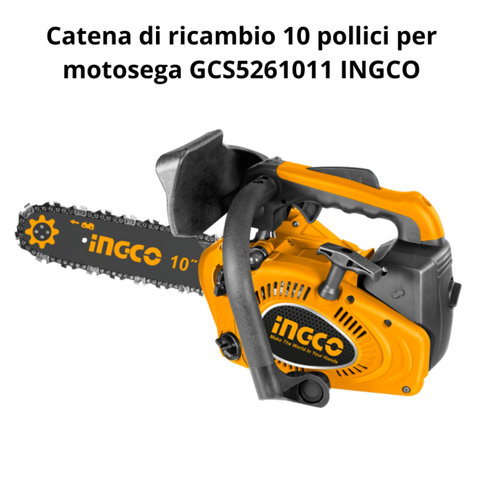 Catena ricambio 10 pollici per motosega 25cm 25cc gcs5261011 ingco accessorio