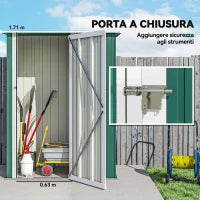 Casetta Porta Attrezzi Capanno in Acciaio Impermeabile 142x84x189cm