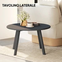 Tavolino da Giardino Rotondo in stile Industriale con Piedini Antiscivolo, in Metallo, Ø70x42 cm, Nero