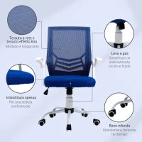 Sedia da Ufficio Ergonomica con Supporto Lombare, Braccioli Pieghevoli, Sedia da Scrivania Girevole in Rete Traspirante con Schienale Reclinabile e Altezza Regolabile, Capacità 120kg, Blu