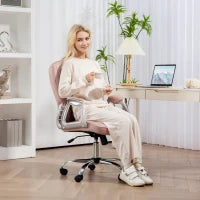 Sedia da Scrivania Girevole con Altezza Regolabile Braccioli Schienale Curvo Funzione di Basculante Rosa