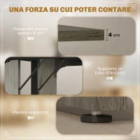 Tavolo da Pranzo in Stile Industriale per 8 Persone max, in Legno e Acciaio, 180x80x75 cm, Grigio