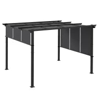 Gazebo Pergola 3x3.5 m con 3 Tettucci Regolabili in Acciaio e Poliestere Anti UV, Grigio