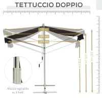 Tenda da Sole a Caduta Autoportante, Apertura con Manovella e Inclinazione Regolabile, 300x295cm, Grigio