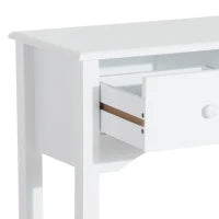 Tavolo Consolle Moderno da Ingresso in MDF con 3 Cassetti, 100x32x85 cm, Bianco