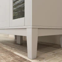 Mobile Microonde con Armadietto Inferiore e 3 Ripiani Laterali con Anta in Vetro, in Legno, 80x35x97 cm, Bianco