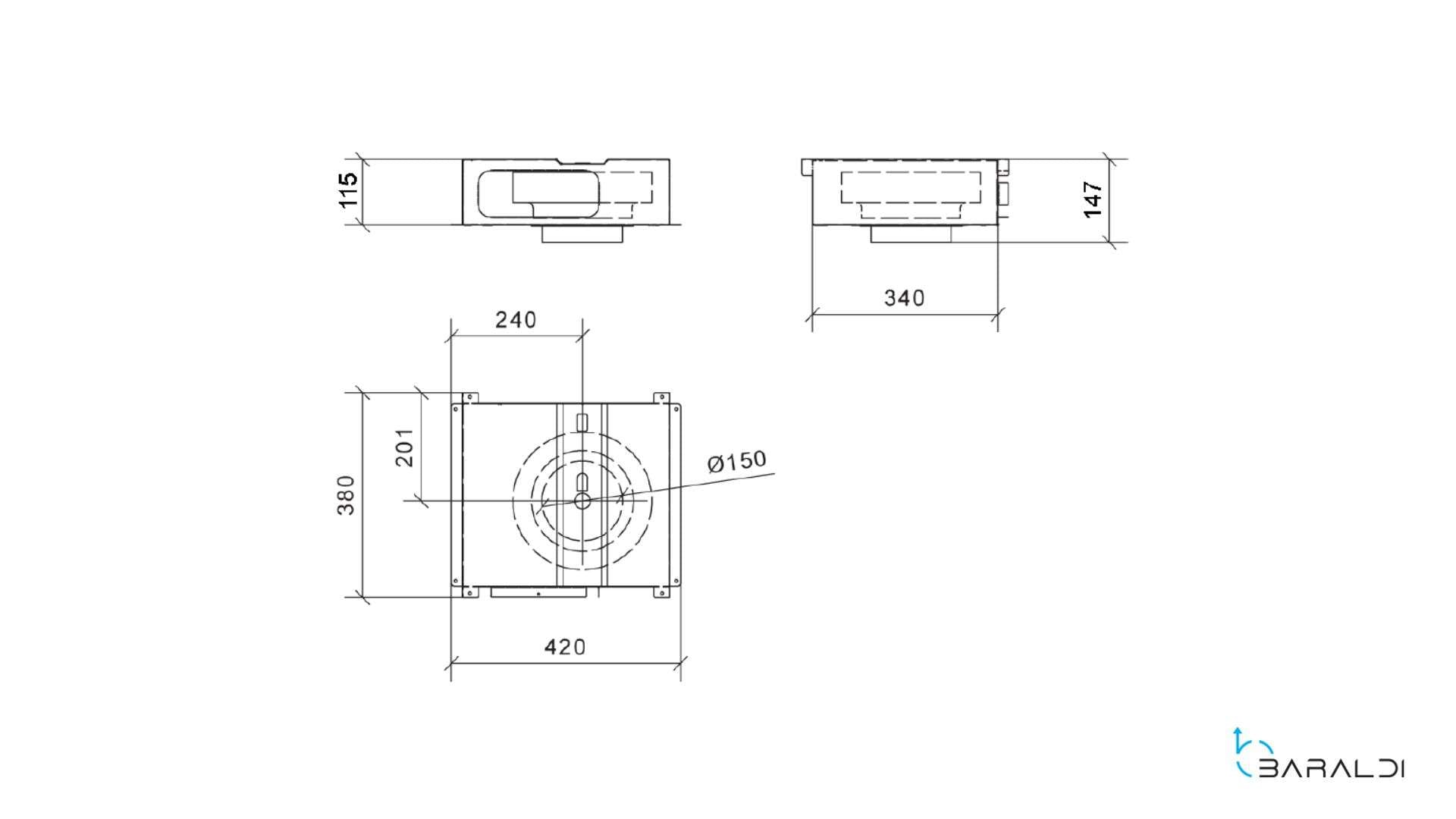 FLAT BOX MOTORE PER INTERNO cm 42x38 - Zincato - 1.300 m3/h