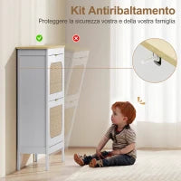 Scarpiera Slim Stile Boho con 2 Cassetti Ribaltabili per 14 Paia di Scarpe, 80x24x95.5 cm, Bianco