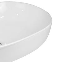 Lavabo da appoggio ceramica bianco ovale arredo bagno lavandino 60x40x15 cm *** finitura- lucido, confezione 1
