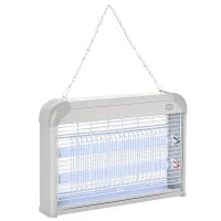 Elettroinsetticida da Esterno e Interno con Lampada Antizanzare UV per 60m², Zanzariera Elettrica 20W, Grigio e bianco