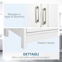 kleankin Mobile Sotto Lavabo Bagno con 2 Ante e Ripiano Regolabile, 60x33x60cm, Legno e Bianco