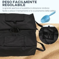 Base per Ombrellone a Sacco Riempibile con 50 kg di Sabbia,  in Plastica e tessuto Oxford, 50x25x18 cm, Nero