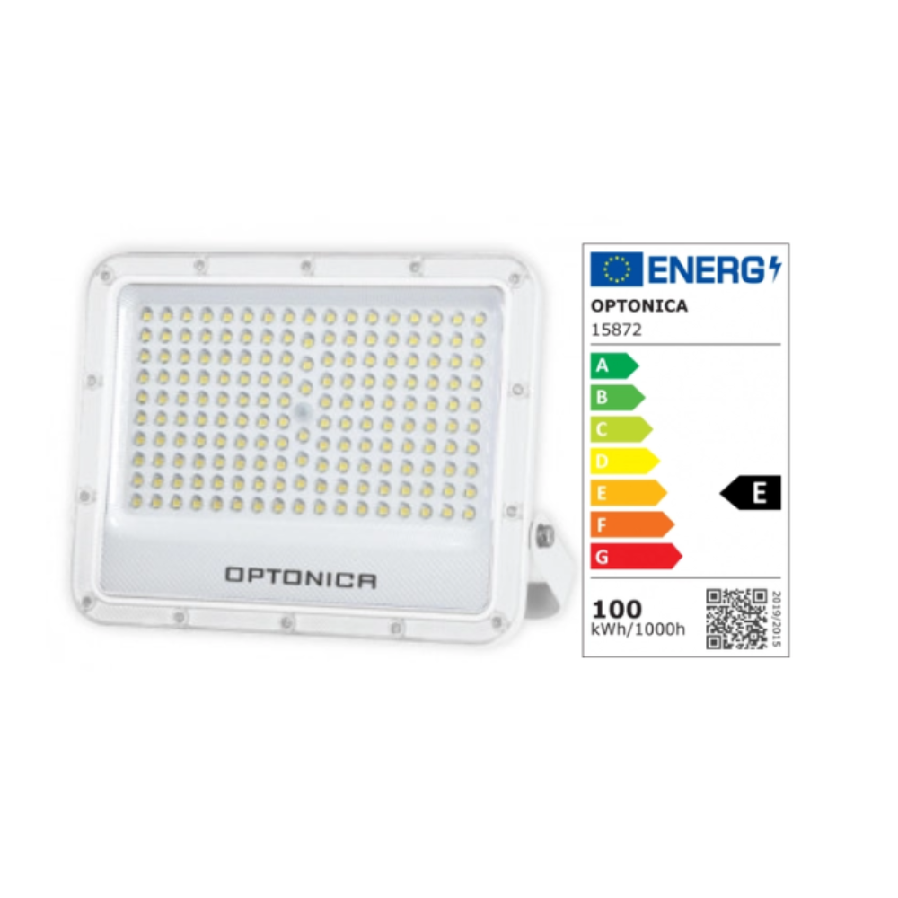 Optonica proiettore led smd corpo bianco luce naturale 100 watt 90 lumen 4000k