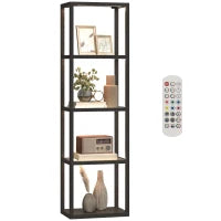 Lampada LED RGB 4 livelli con Ripiani in Vetro, Telecomando e Sincronizzazione Musica, Nero