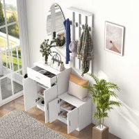 Scarpiera con Appendiabiti a Combinazione per Ingresso e Camera da Letto Legno 100x32x187cm Bianco