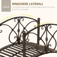 Ponticello da Giardino Vintage con Elementi Floreali, in Metallo, 99x68x53cm, Nero