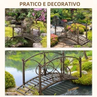 Ponticello da Giardino Vintage con Elementi Floreali, in Metallo, 99x68x53cm, Nero