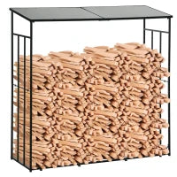 Legnaia da Esterno in Metallo con Tetto in Policarbonato, Capacità 2100kg, 185x67x185, Nero