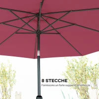 Ombrellone da Giardino 3x2.5 m Inclinabile con Palo Smontabile, in Metallo e Poliestere Rosso Scuro