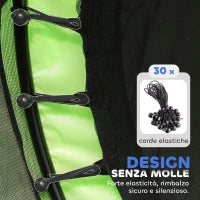 Trampolino Elastico per Bambini Ø140 cm con Rete di Sicurezza e Disegni, Età 3-6 Anni, Verde