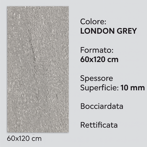 Piastrella gres porcellanato rettificata london grey s.agostino 60x120 cm 0,72m²